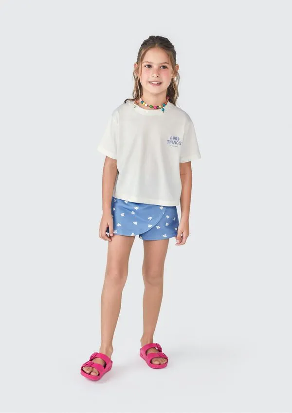 Conjunto Curto Infantil Menina - Off white 003