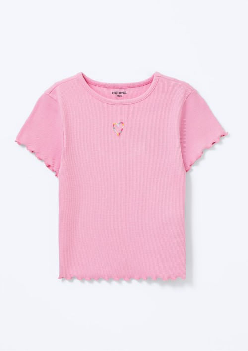 Blusa Manga Curta Infantil Menina Em Ribana - Rosa 006