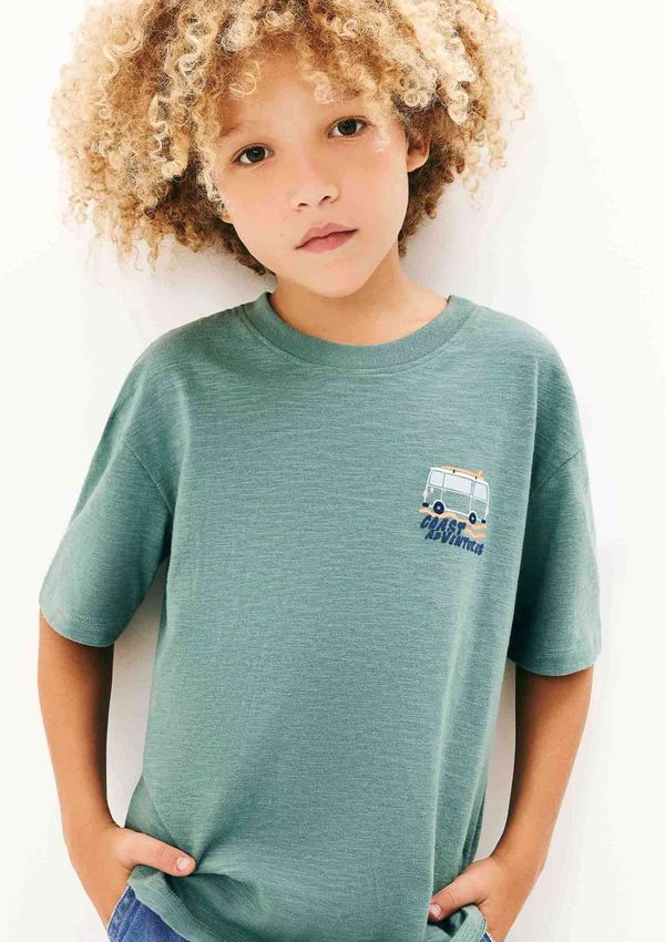 Camiseta Oversized Infantil Menino Estampada - Verde 012