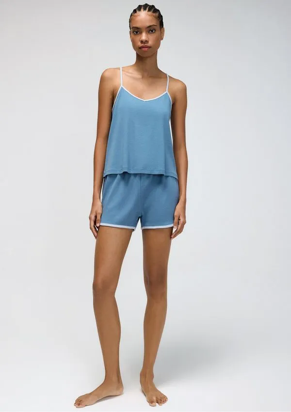 Pijama Feminino Curto Em Algodão - Azul M