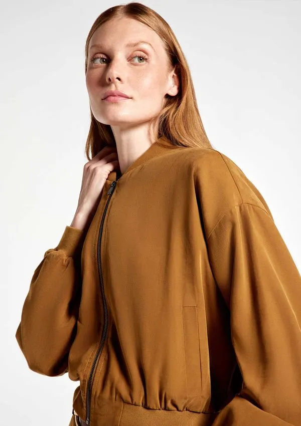Jaqueta Feminina Bomber Peach Touch - Marrom XG