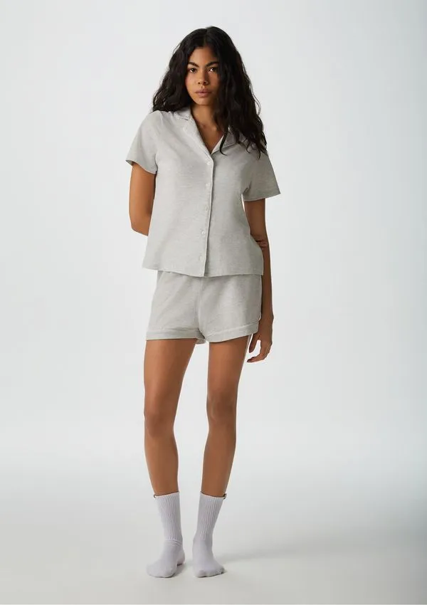Pijama Americano Curto Feminino - Cinza XP