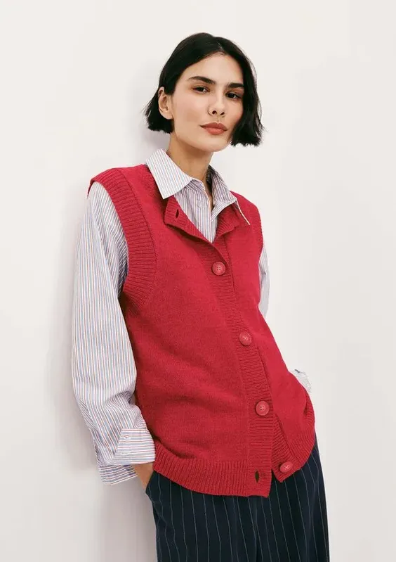 Colete Feminino Em Tricô Leve - Vermelho P