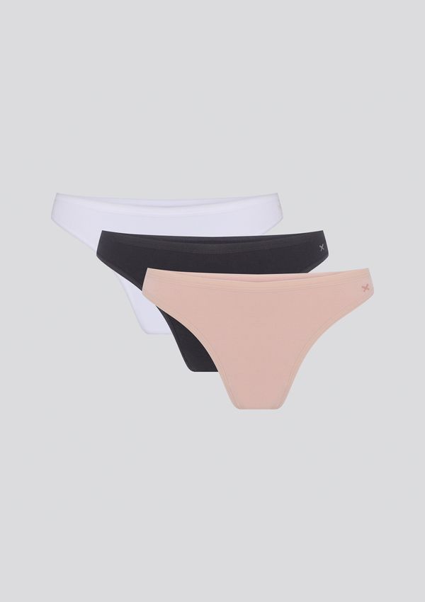 Kit 3 Calcinhas Tanga Em Malha - Multicolorido P