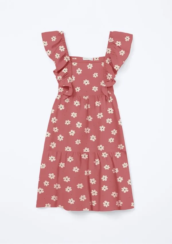 Vestido Infantil Curto Com Babados - Vermelho 006