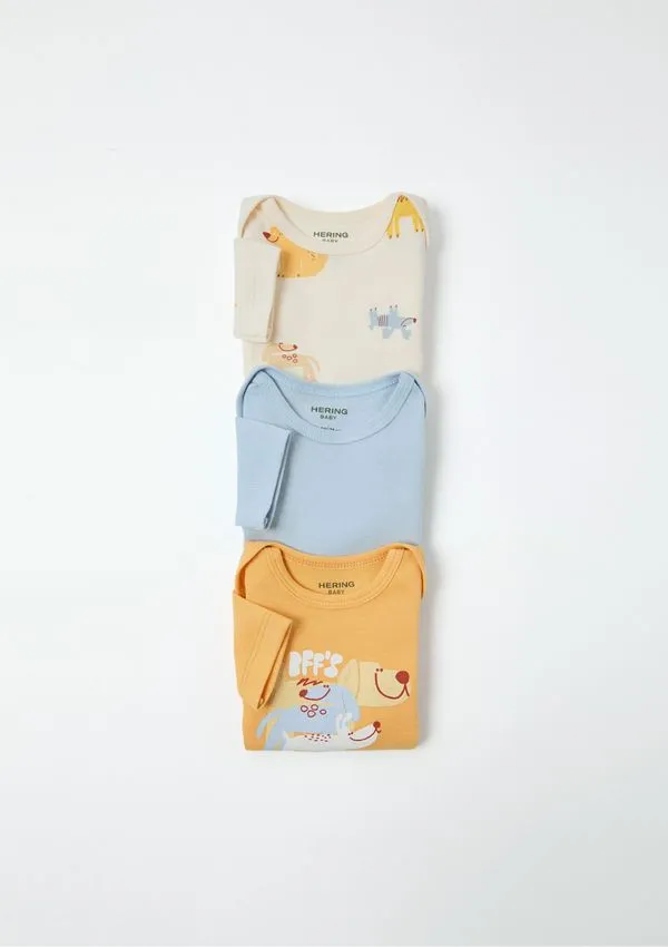 Kit Com 3 Bodies Bebê Menino Em Algodão - Multicolorido 06M