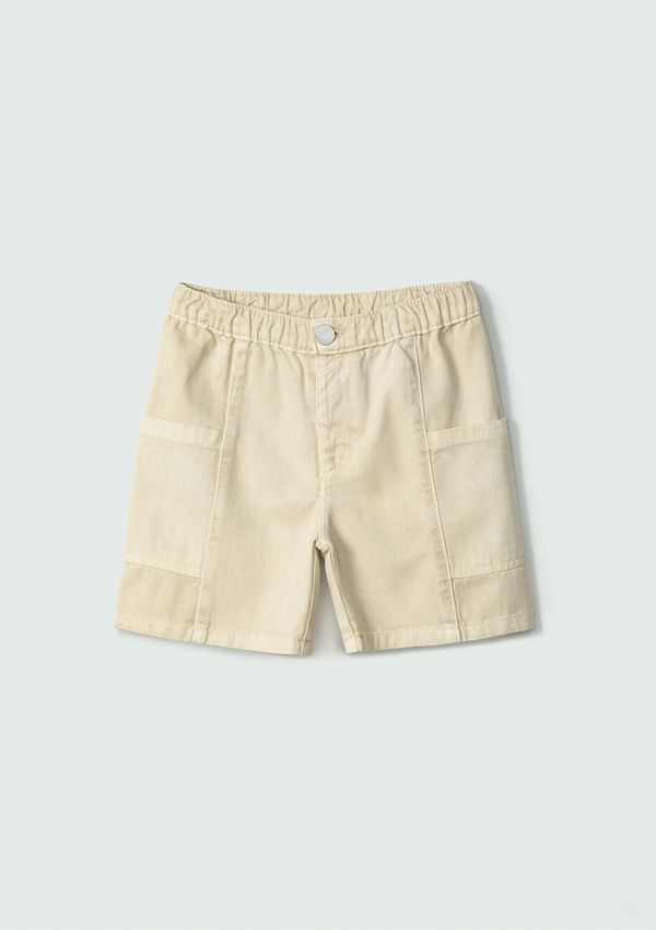Bermuda Menino Toddler Em Sarja - Bege 004