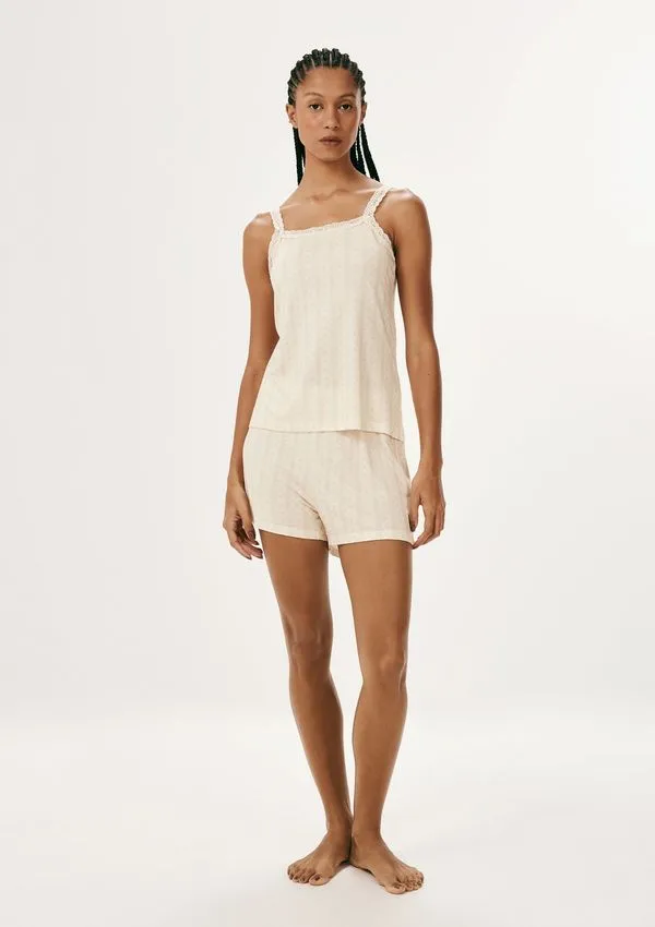 Pijama Curto Feminino Estampado - Nude P
