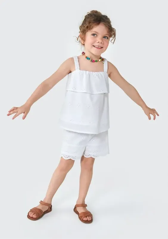 Shorts Infantil Menina Toddler - Branco 003
