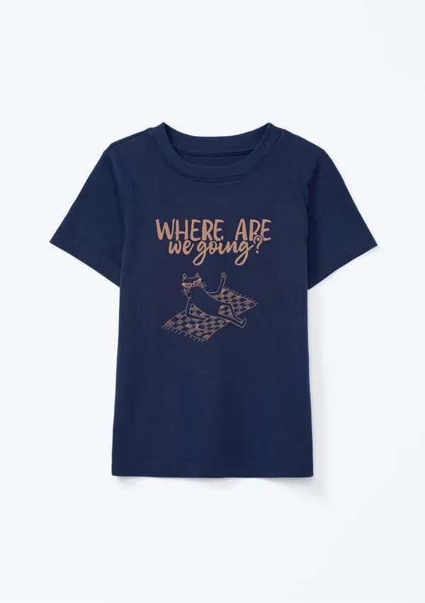 Blusa Infantil Menina Manga Curta Com Estampa - Azul 006