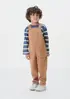 Jardineira Longa Infantil Menino Toddler Em Sarja - Marrom 001