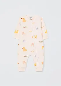 Macacão Em Moletom Bebê Menino Estampado - Amarelo 06M