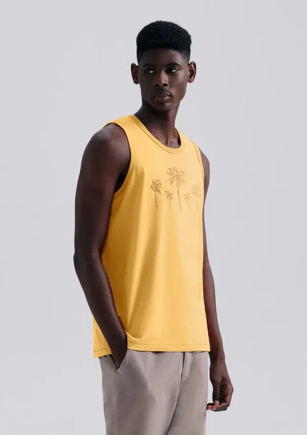 Regata Básica Masculina Regular Com Estampa - Amarelo P