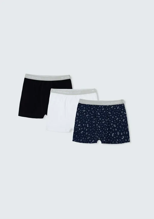 Kit Com 3 Cuecas Infantil Boxer - Multicolorido 014
