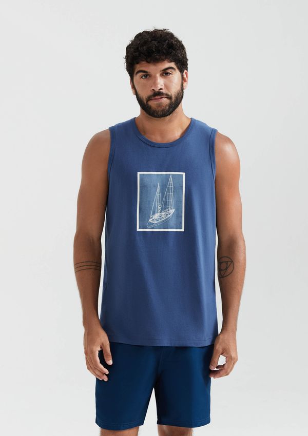 Regata Básica Masculina Regular Com Estampa - Azul G
