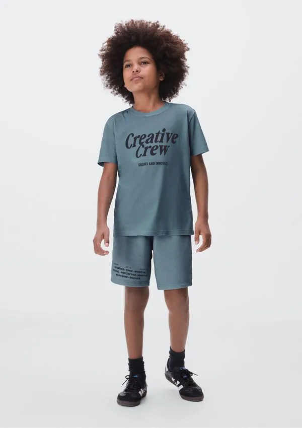 Conjunto Curto Infantil Menino Com Estampa - Azul 014