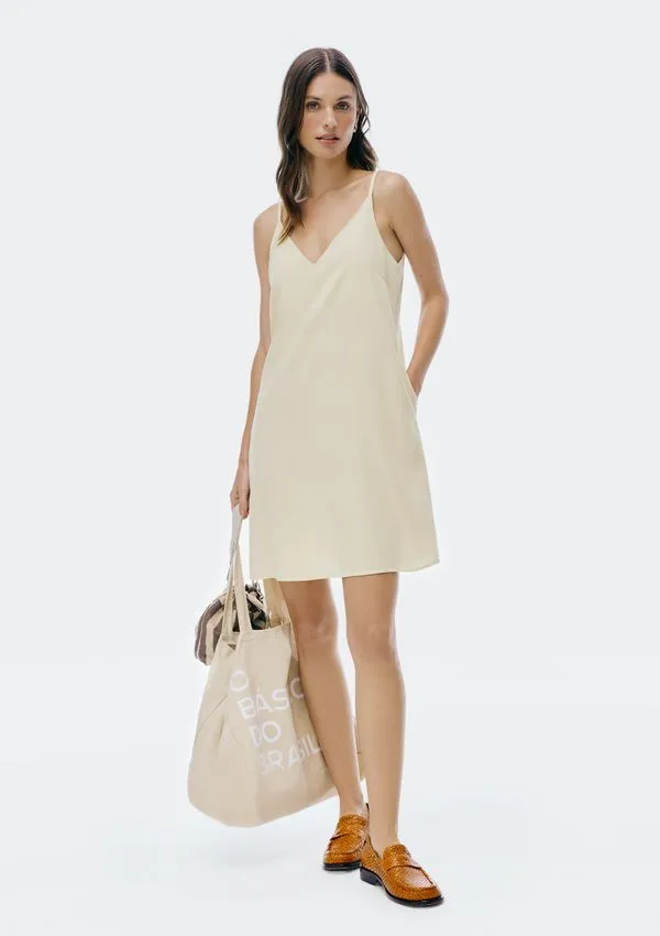 Vestido Curto Em Viscolinho - Amarelo P