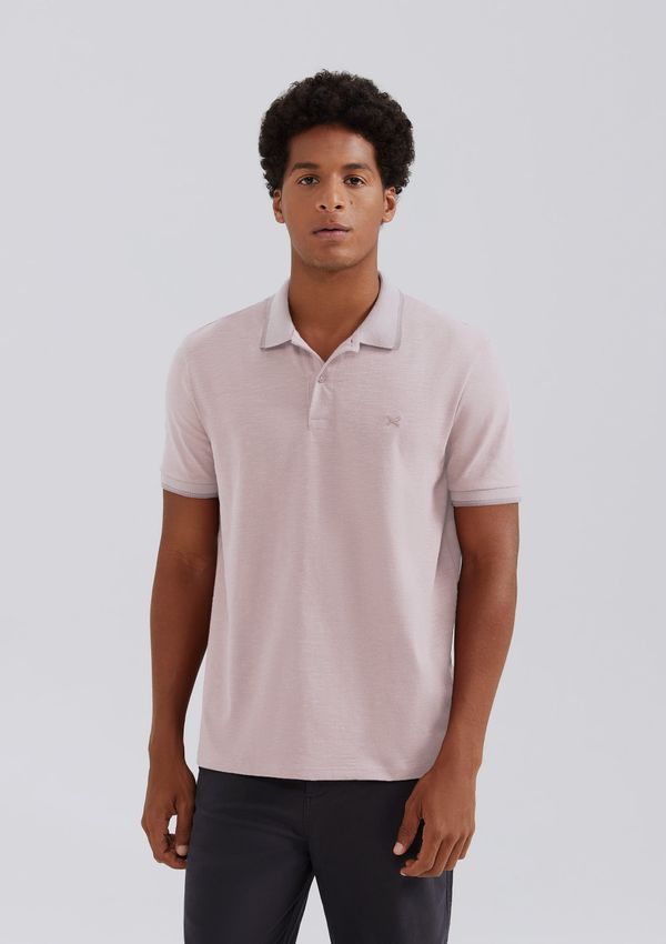 Camisa Polo Básica Masculina Em Malha Texturizada - Rosa XG