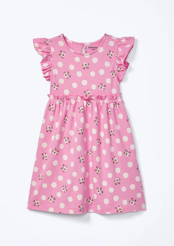 Vestido Infantil Toddler Com Babado - Rosa 002