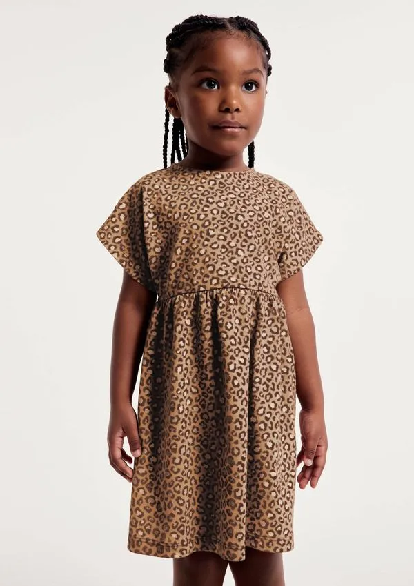 Vestido Infantil Curto Estampado - Marrom 010