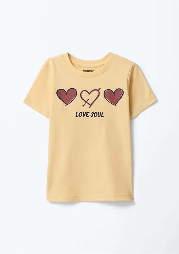Blusa Infantil Menina Manga Curta Com Estampa - Amarelo 005