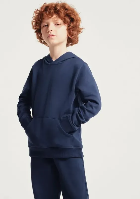 Blusão Básico Infantil Unissex Em Moletom Com Capuz - Azul 016