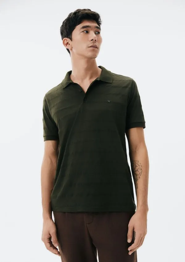 Camisa Polo Masculina Manga Curta Com Bordado - Verde G