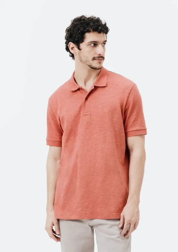Camisa Polo Básica Masculina Em Malha Texturizada - Vermelho M
