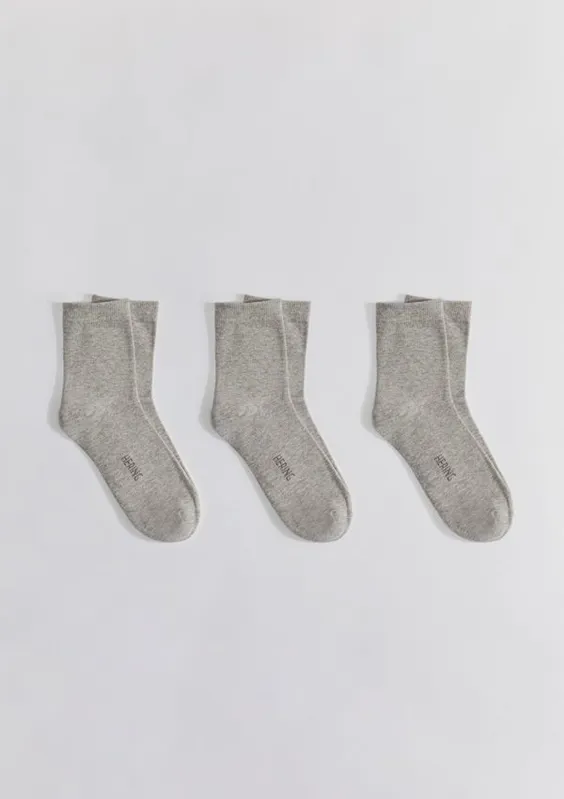 Kit 3 Pares De Meia Unissex Cano Médio - Cinza M