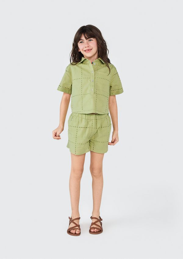Blusa Cropped Infantil Menina Em Laise - Verde 010