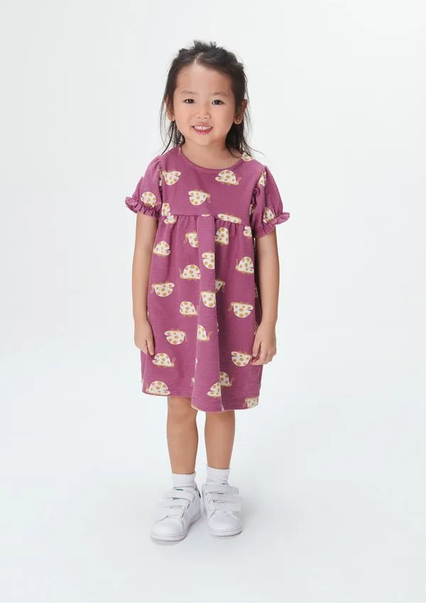 Vestido Infantil Toddler Manga Bufante - Rosa 004