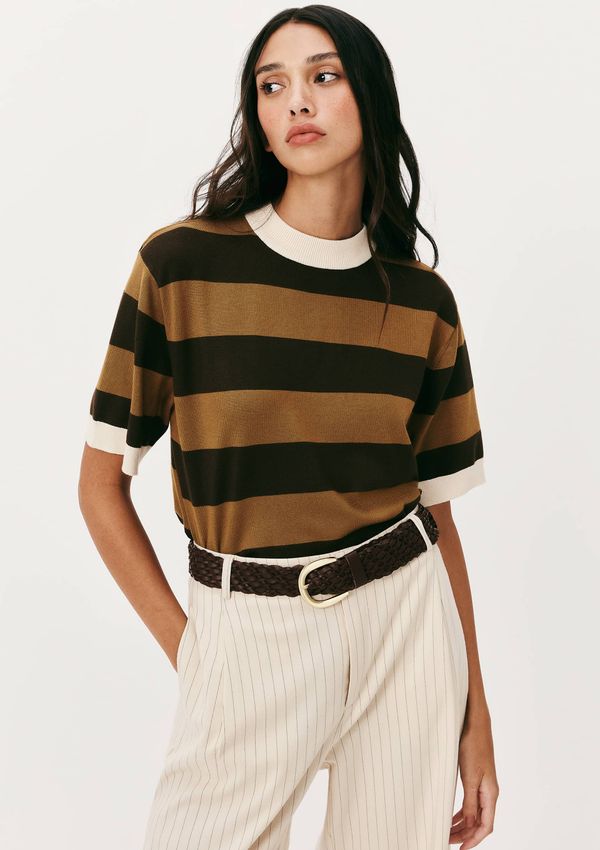 Blusa Feminina Listrada Em Tricô - Marrom XG