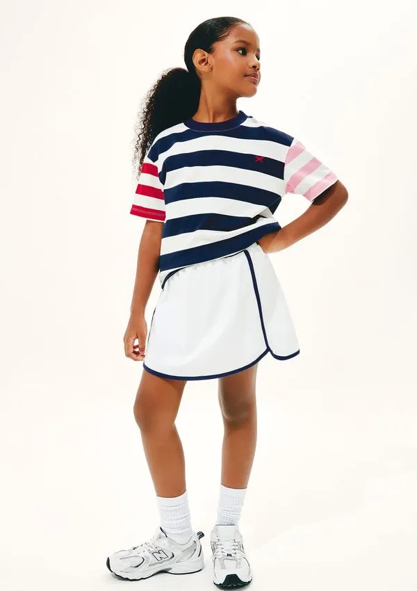Shorts Saia Infantil Com Frisos Contrastantes - Off white 012