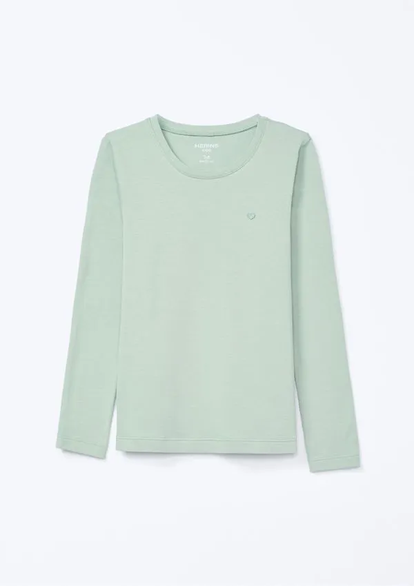 Blusa Básica Infantil Menina Manga Longa Com Patch Hering Kids - Verde 008