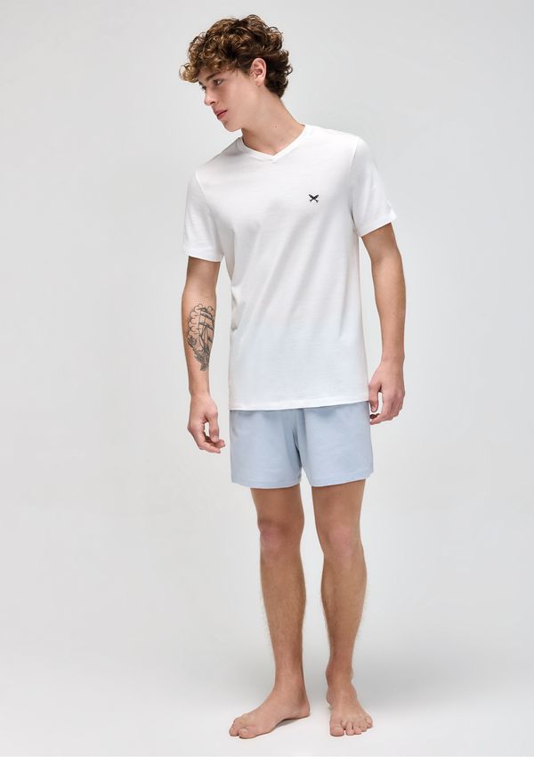Pijama Curto Masculino Com Bordado - Off white XG
