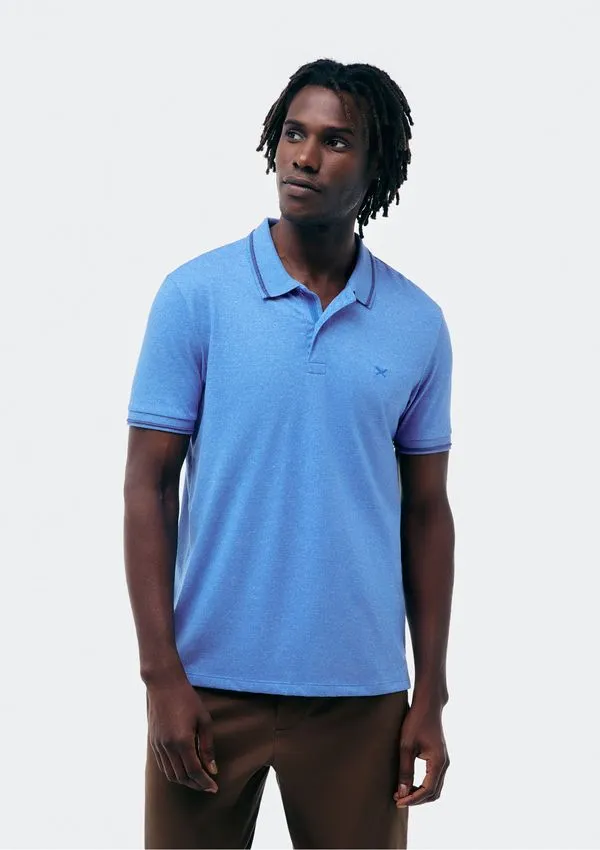 Camisa Polo Básica Masculina Em Malha Texturizada - Azul P