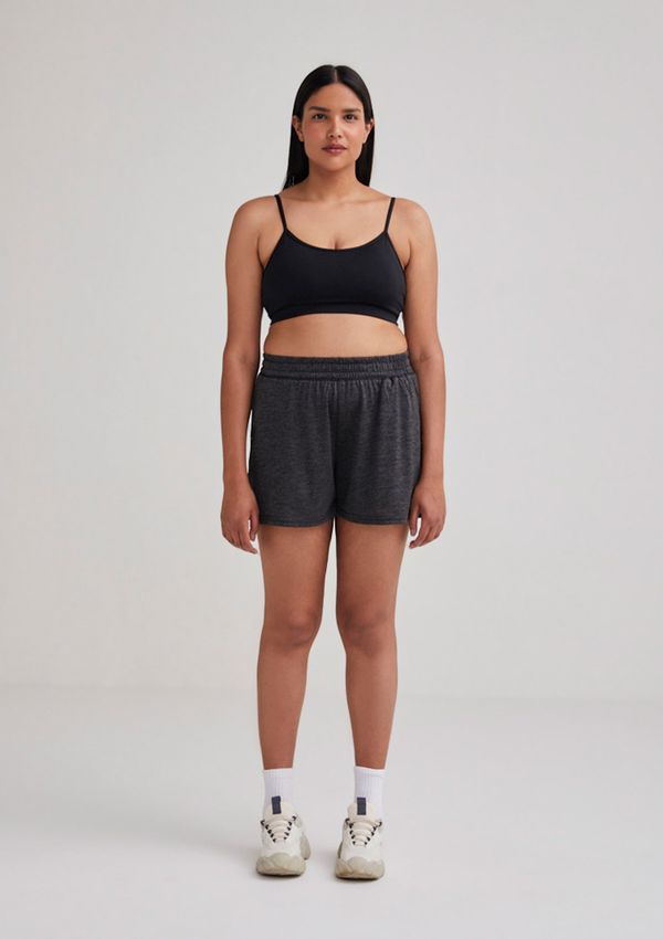 Shorts Esportivo Feminino Em Poliéster - Preto P