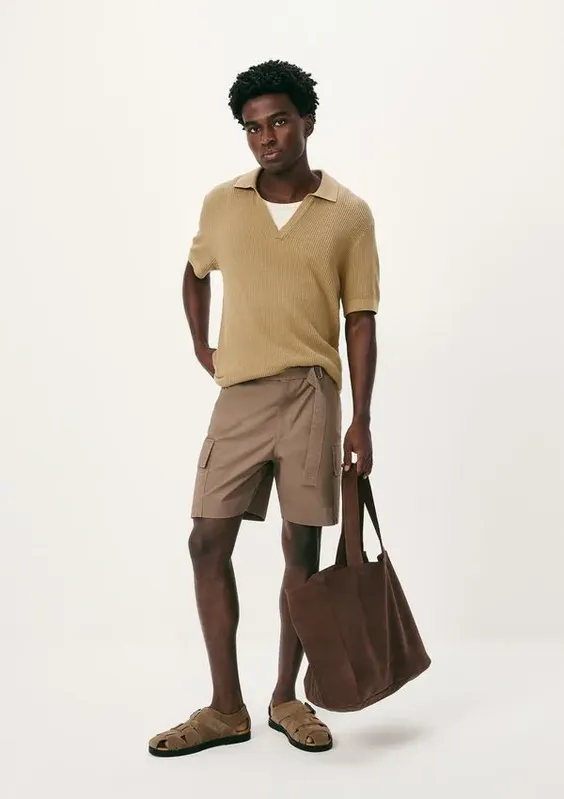 Bermuda Masculina Cargo Em Algodão - Marrom 038