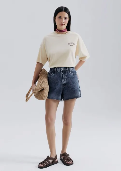 Shorts Jeans Feminino Barra A Fio - Azul 038