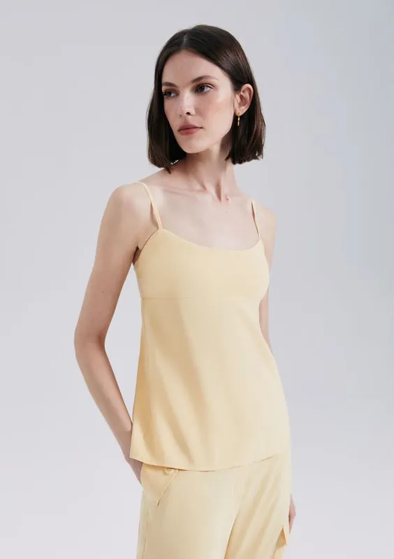 Regata Feminina Evasê Em Modal - Amarelo P
