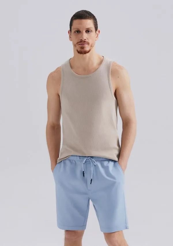 Bermuda Básica Masculina Jogger Em Sarja Moletom - Azul P