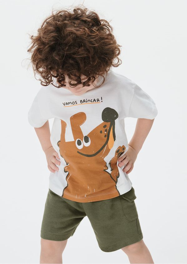 Conjunto Curto Infantil Menino Toddler Com Estampa - Verde 002