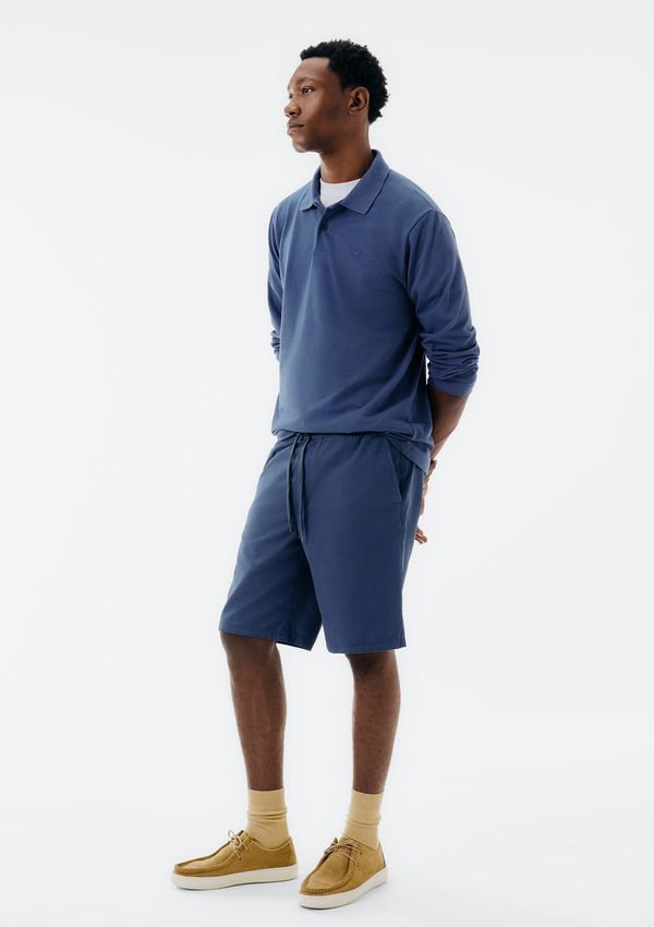 Bermuda Básica Masculina Reta Em Sarja - Azul G