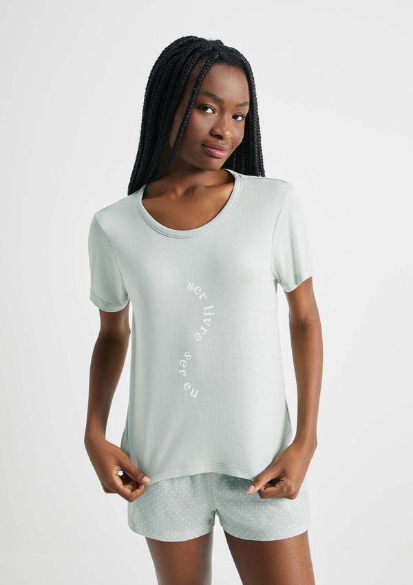 Pijama Curto Feminino Estampado - Verde G