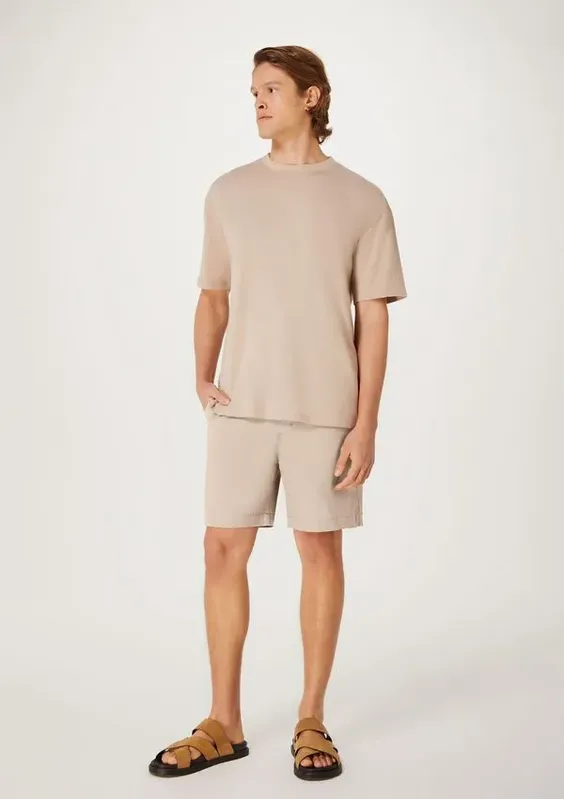 Bermuda Masculina Reta Chino Em Sarja - Bege G