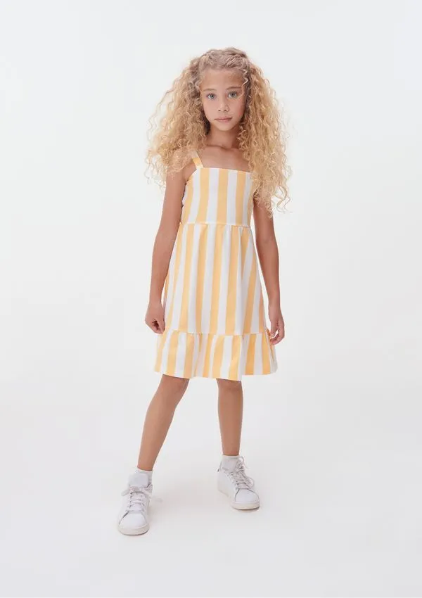 Vestido Curto Infantil Estampado - Laranja 008