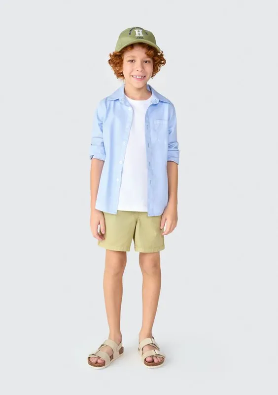 Shorts Infantil Menino Em Sarja - Verde 006