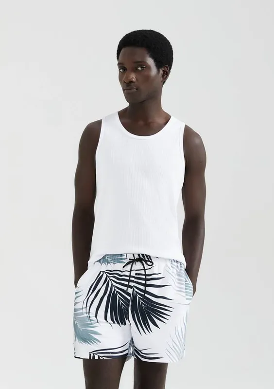 Shorts Praia Masculino Estampado - Off white XXG