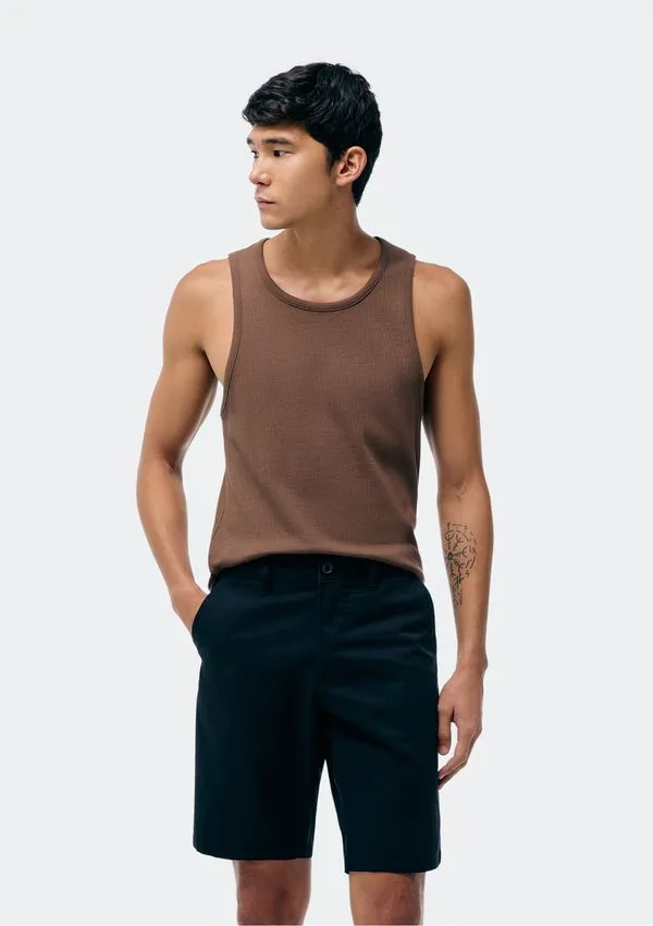 Bermuda Básica Masculina Chino Reta Em Sarja - Preto 038