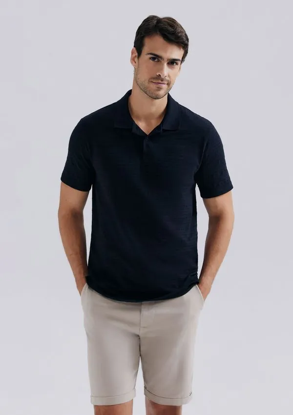 Camisa Polo Masculina Manga Curta Texturizada - Preto XXG